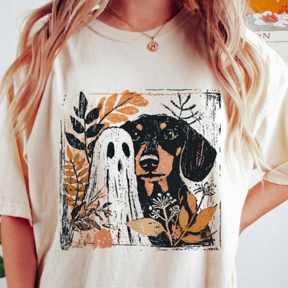Retro Halloween Ghost Dachshund Shirt